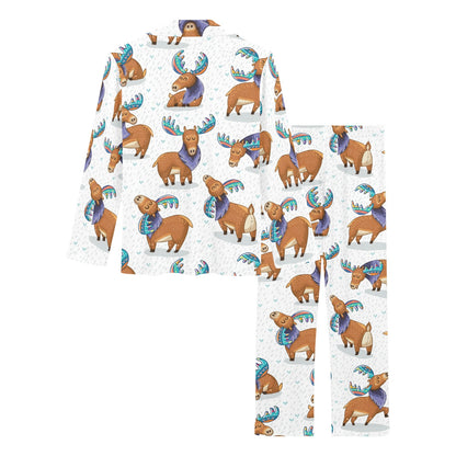 Moose Cute Pattern Print Design 01 Women's Long Pajama Set