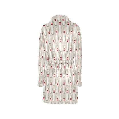 Bowling Pin Pattern Print Design 01 Women's Fleece Robe