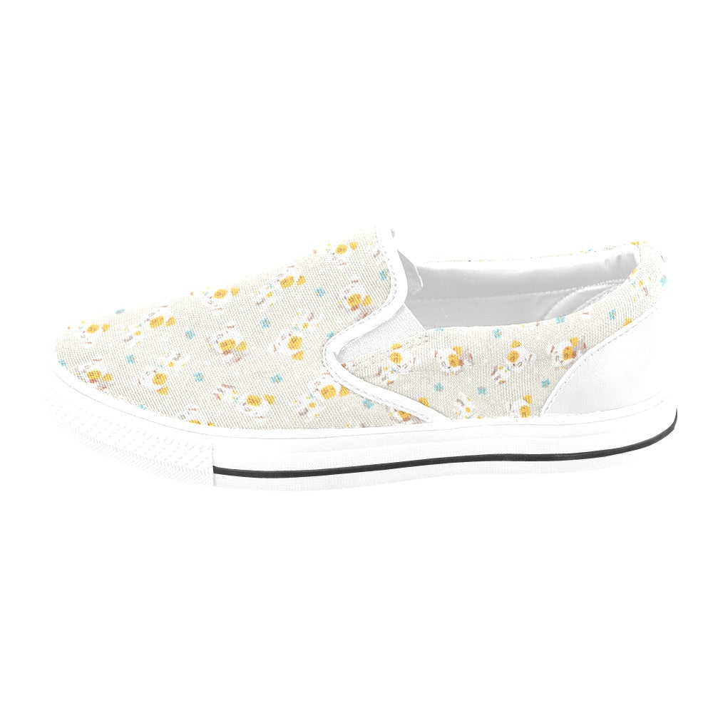 Russell Terriers Print Design LKS306 White Slip Ons Canvas Women's Shoes
