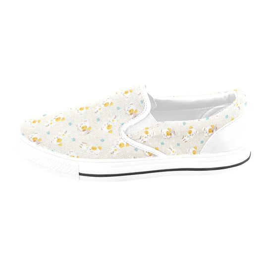 Russell Terriers Print Design LKS306 White Slip Ons Canvas Women's Shoes