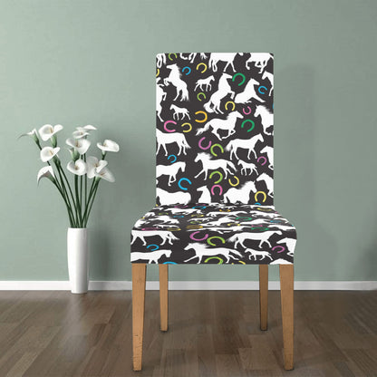 Horse Hoof Colorful Print Design LKS301 Dining Chair Slipcover