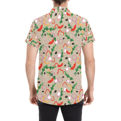 Salad Print Design LKS303 Men Short Sleeve Button Up Shirt