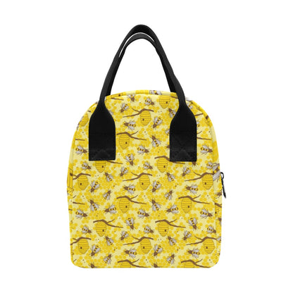 Bee With Honeycomb Print Design LKS302 Insulated Lunch Bag