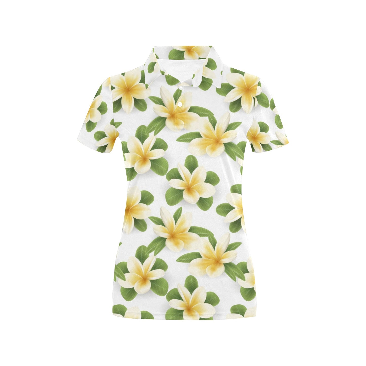 Yellow Plumeria Pattern Print Design PM012 Women's Polo Shirt