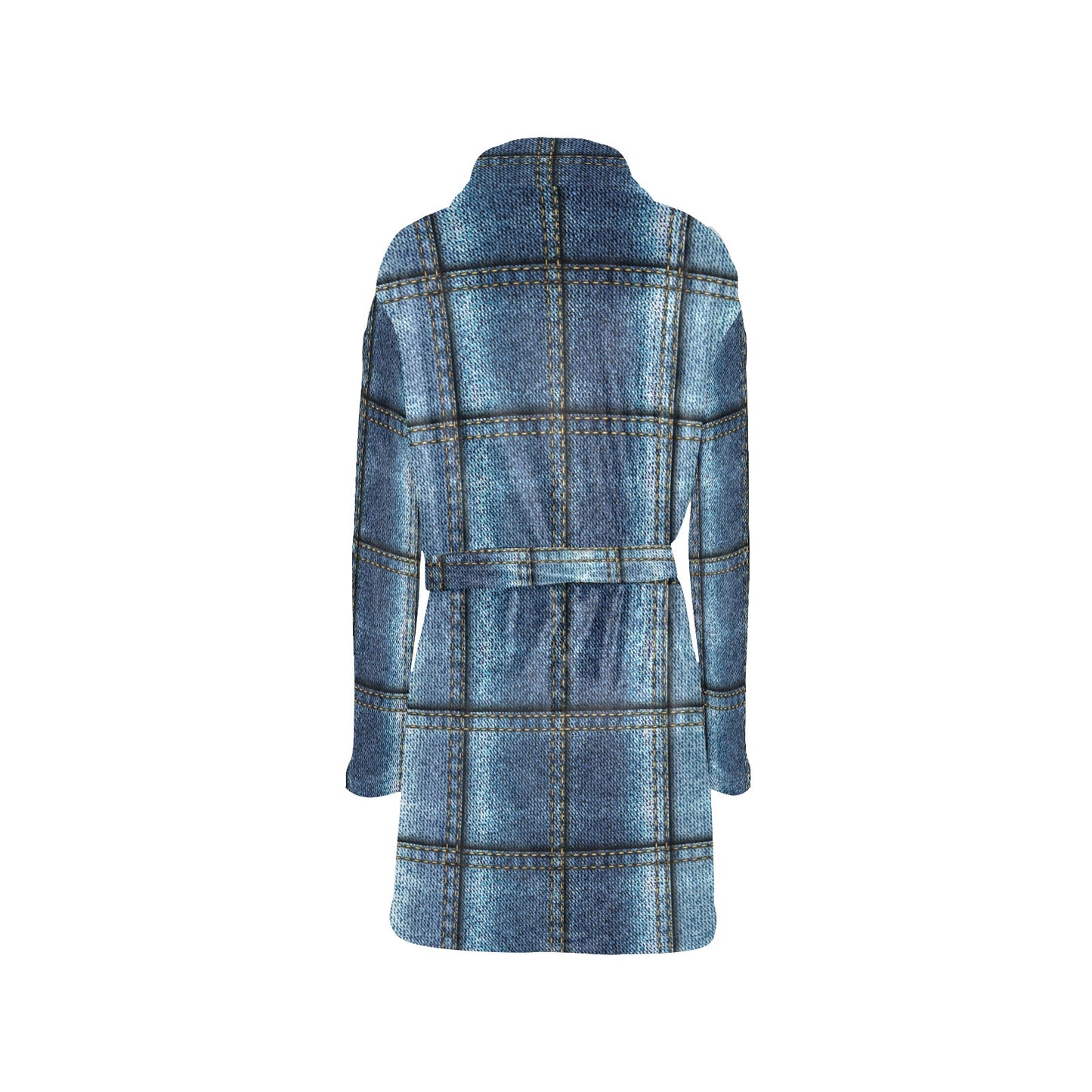 Jean Patchwork Pattern Print Design 02 Women's Fleece Robe