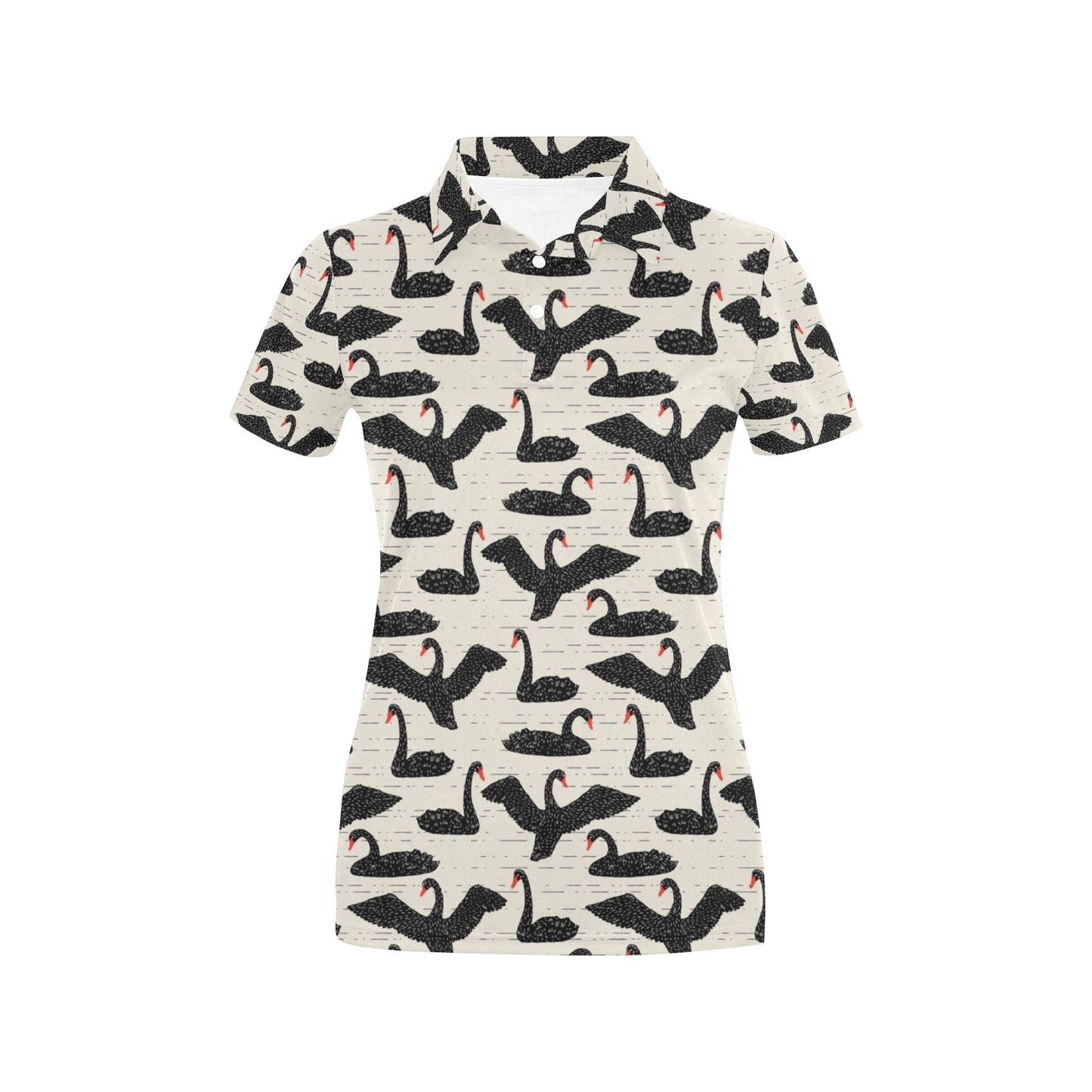 Swan Print Design LKS402 Women's Polo Shirt