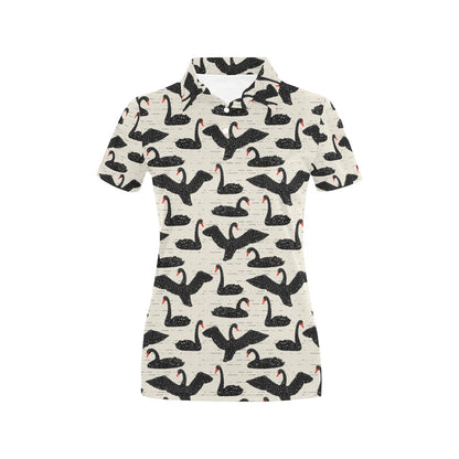 Swan Print Design LKS402 Women's Polo Shirt