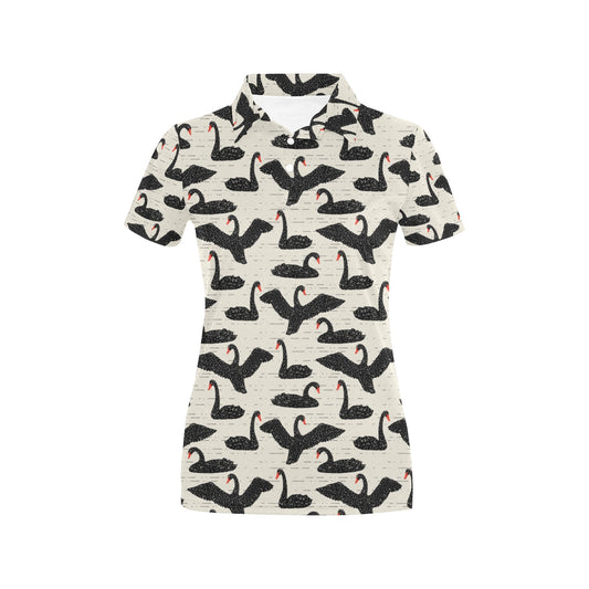 Swan Print Design LKS402 Women's Polo Shirt