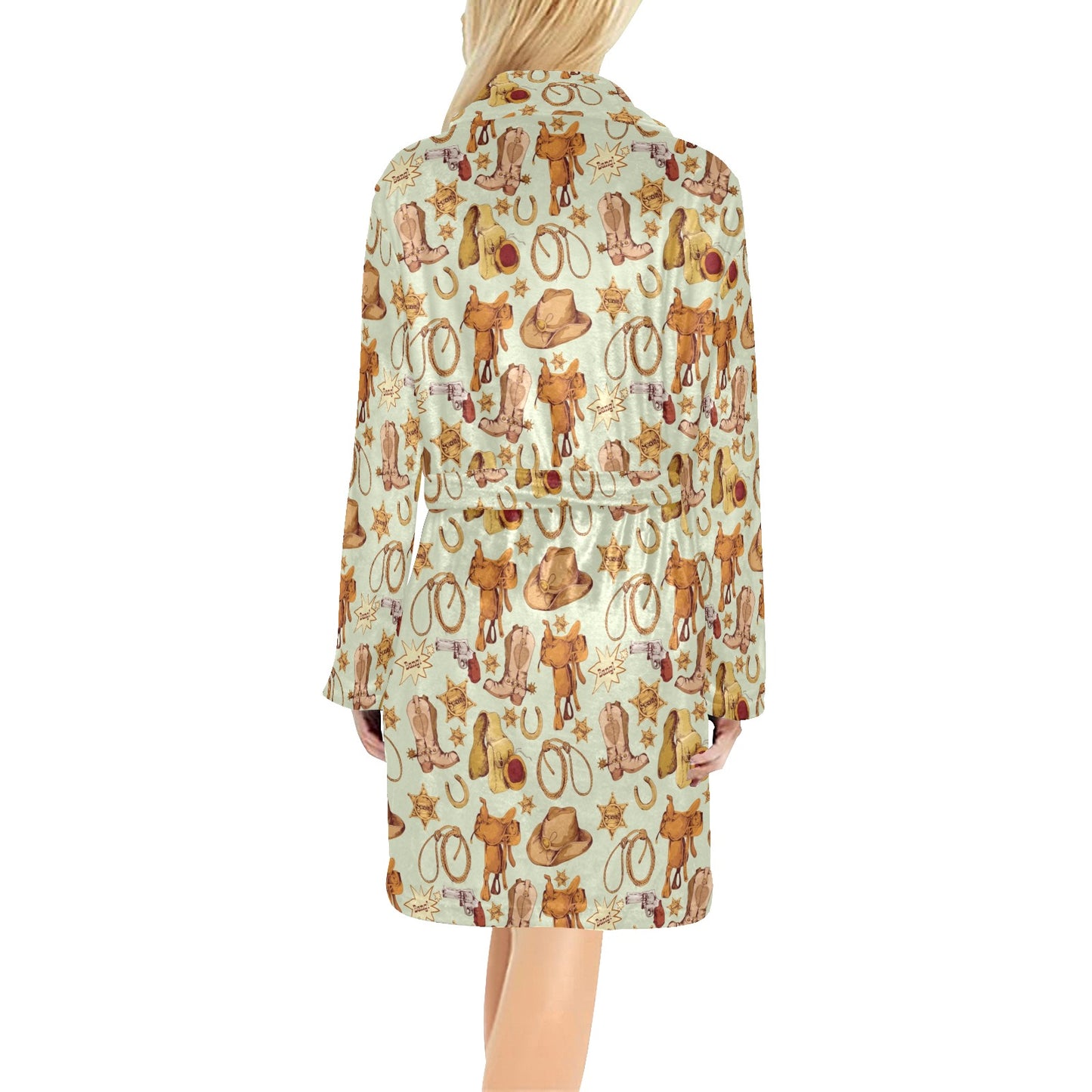 Western Cowboy Design Pattern Women's Fleece Robe