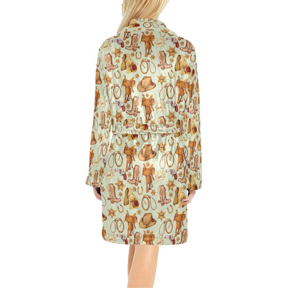 Western Cowboy Design Pattern Women's Fleece Robe