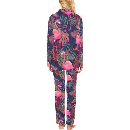 Flamingo Tropical Pattern Women's Long Pajama Set