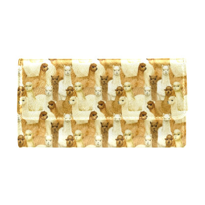 Alpaca Watercolor Design Themed Print Women's Trifold Wallet