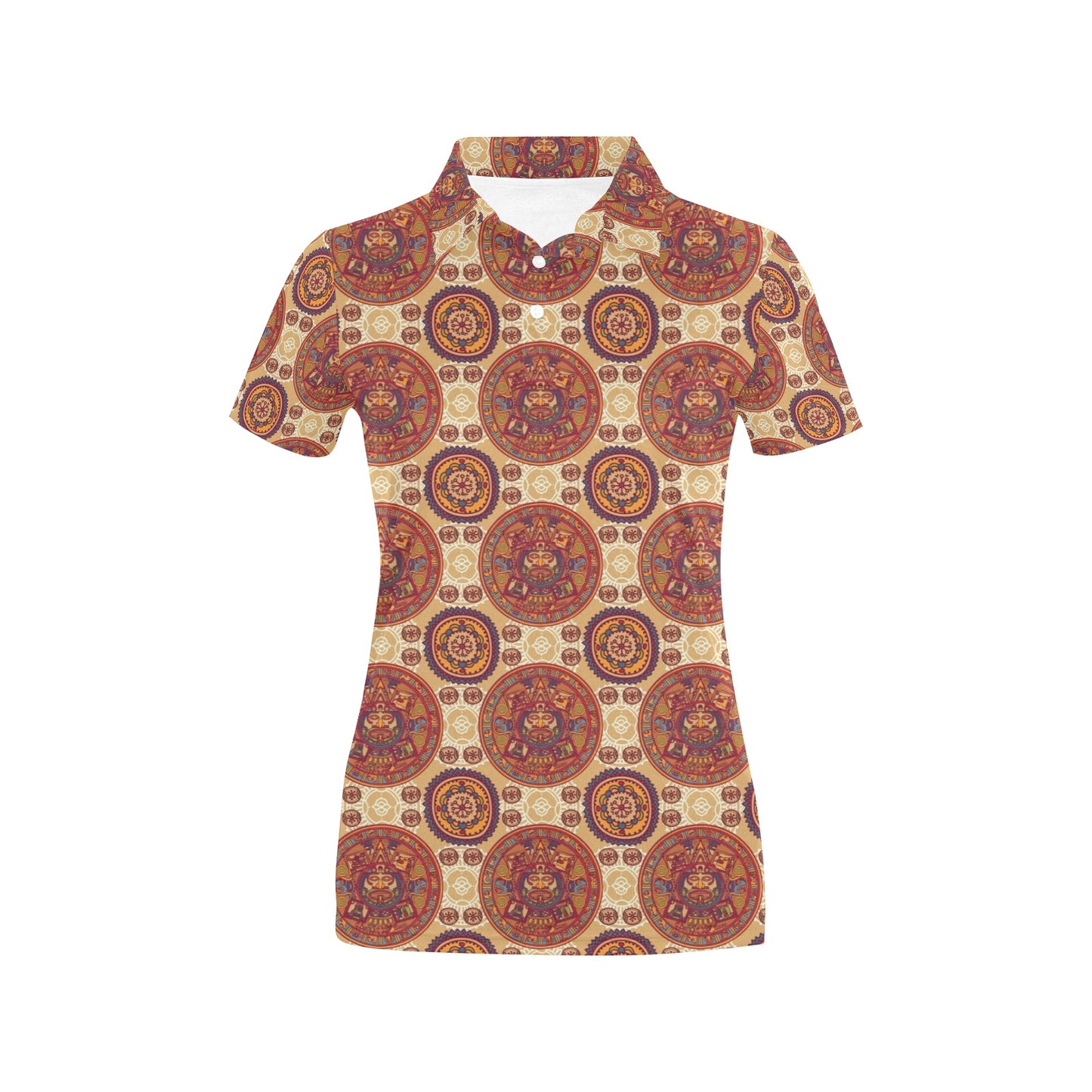 Calendar Aztec Pattern Print Design 01 Women's Polo Shirt