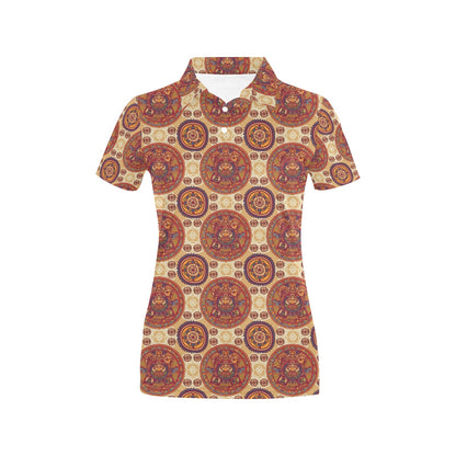 Calendar Aztec Pattern Print Design 01 Women's Polo Shirt
