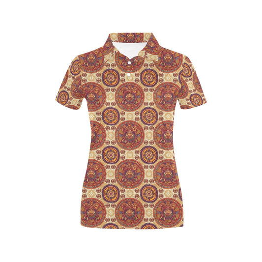 Calendar Aztec Pattern Print Design 01 Women's Polo Shirt