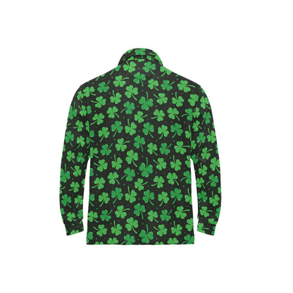 Clover Pattern Print Design 04 Long Sleeve Polo Shirt For Men's