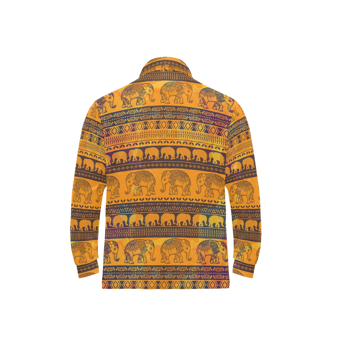 Elephant Aztec Long Sleeve Polo Shirt For Men's