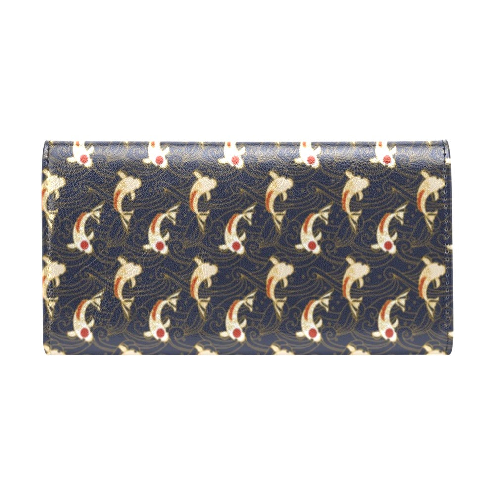 Koi Carp Japanese Design Themed Print Women's Trifold Wallet