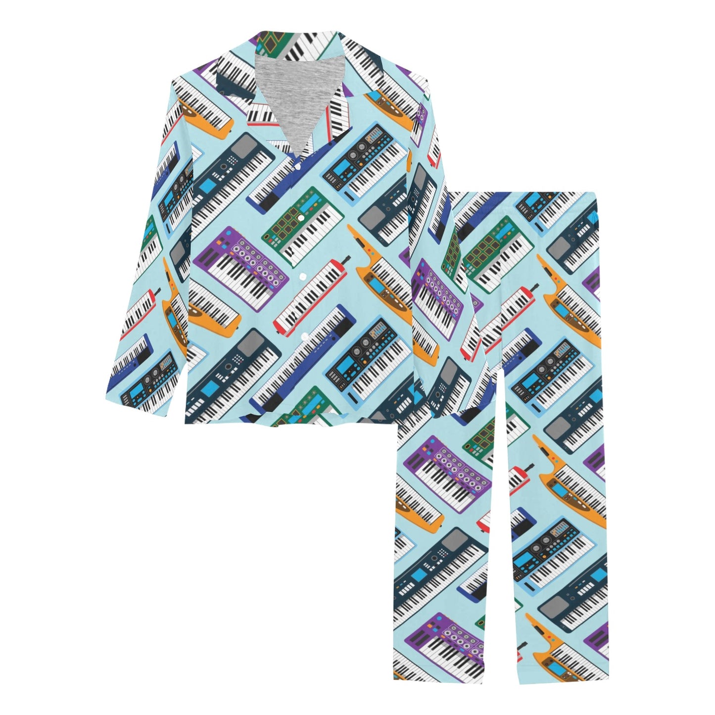 Synthesizer Pattern Print Design 02 Women's Long Pajama Set