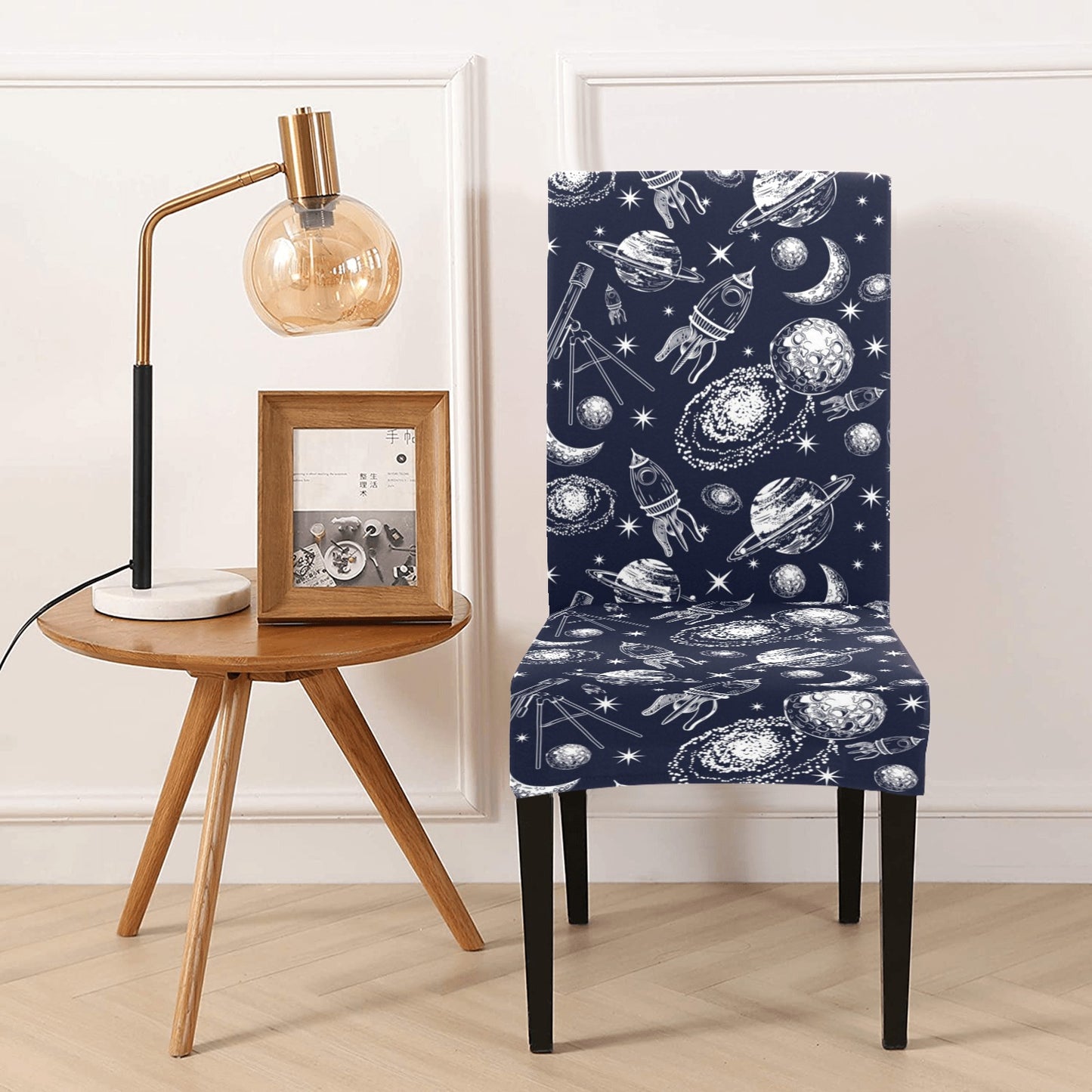Space Rocket Print Design LKS301 Dining Chair Slipcover