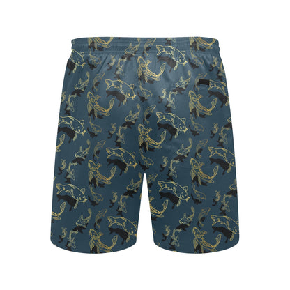 Koi Carp Gold Design Themed Print Men's Swim Trunks Beach Shorts