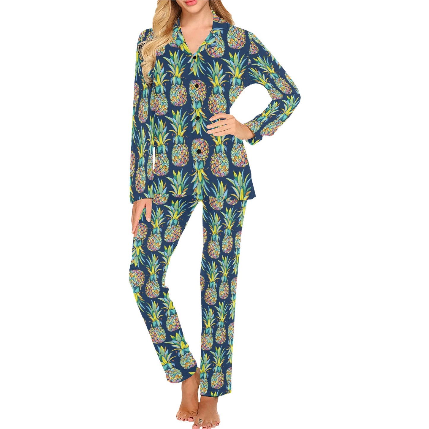 Pineapple Color Art Women's Long Pajama Set