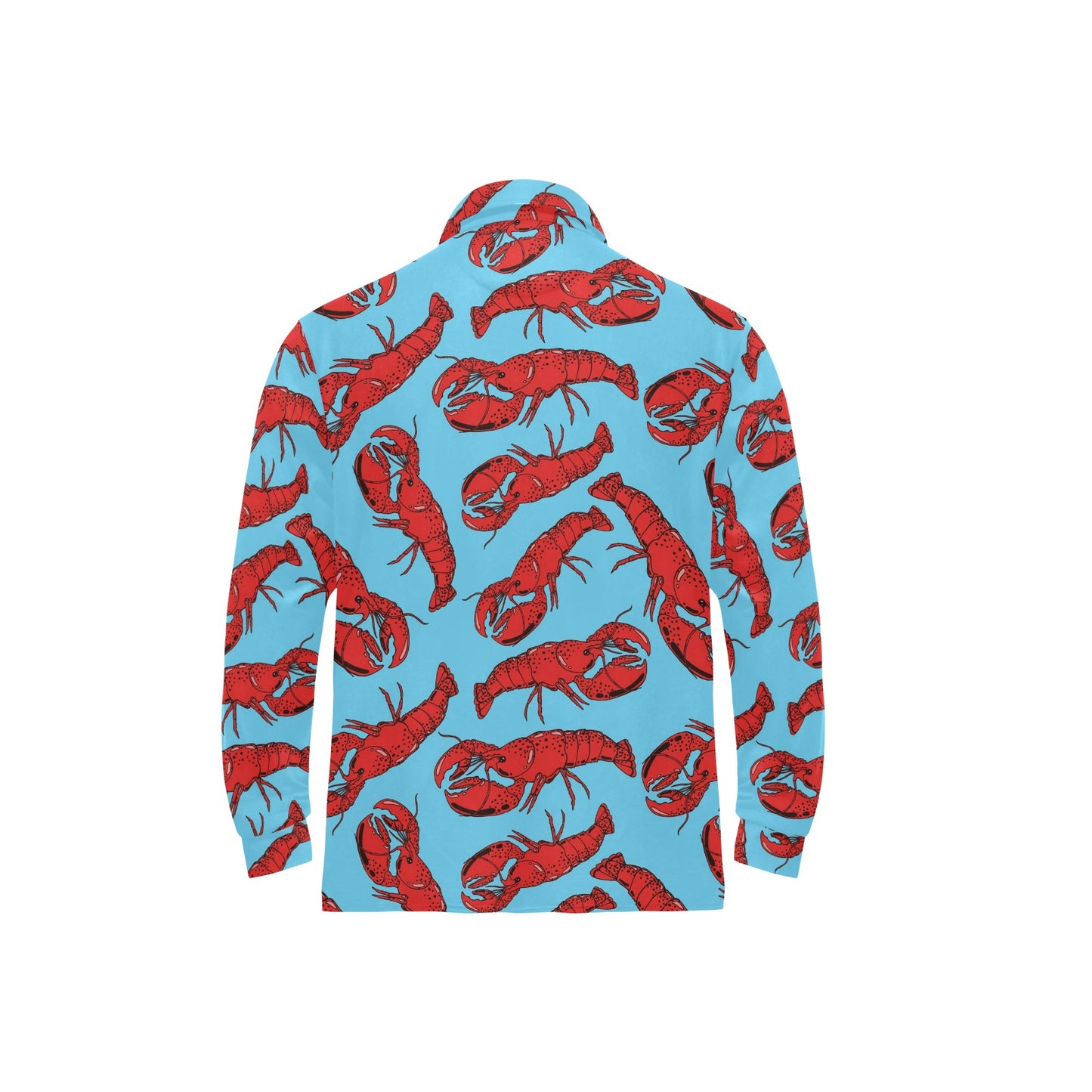 Lobster Red Pattern Print Design 03 Long Sleeve Polo Shirt For Men's