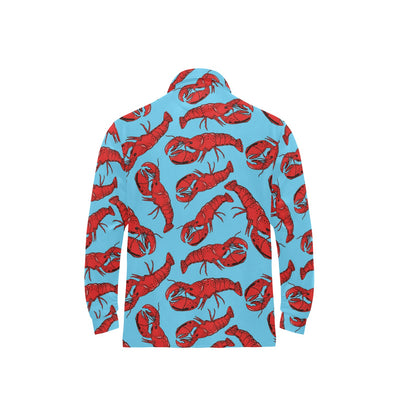 Lobster Red Pattern Print Design 03 Long Sleeve Polo Shirt For Men's
