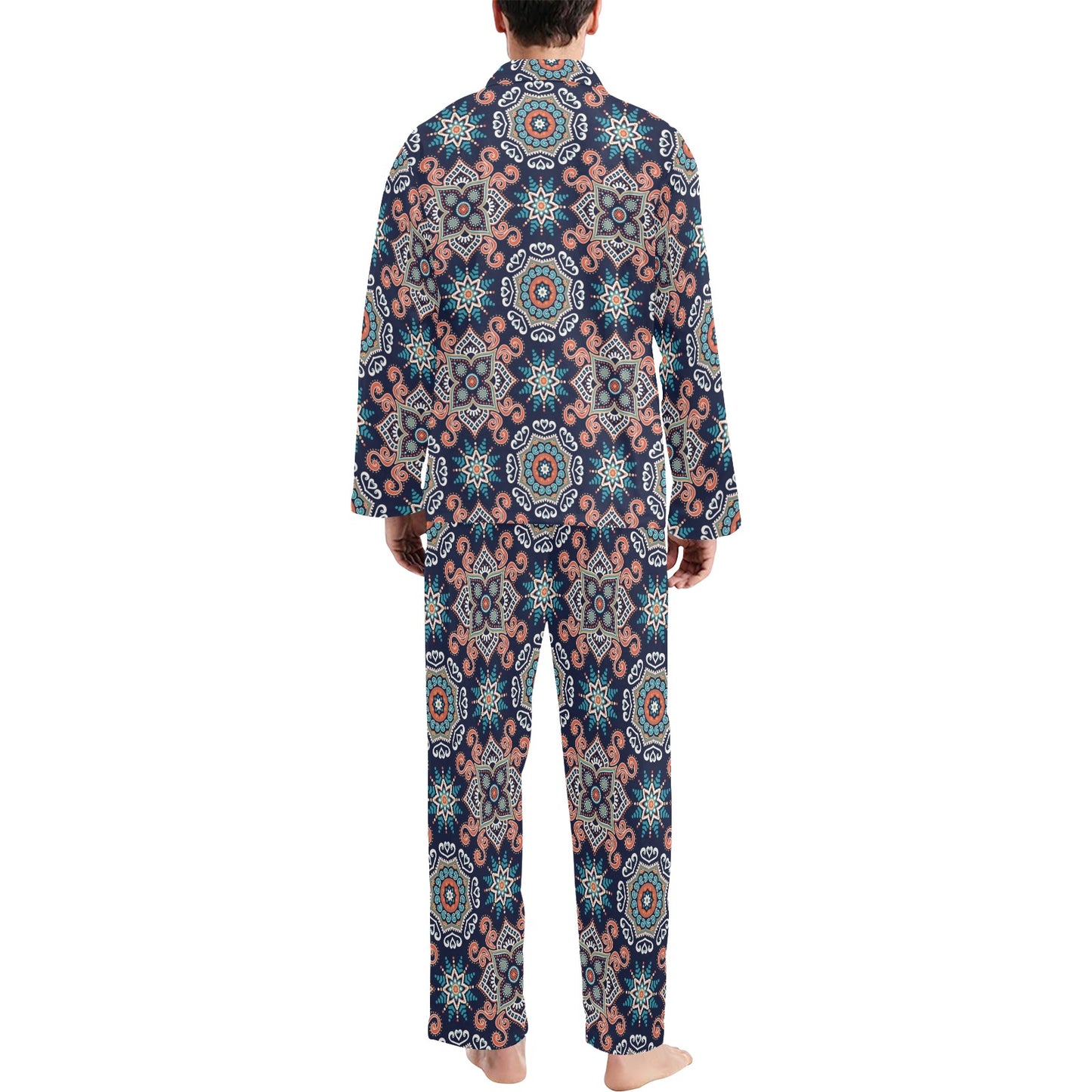 Bohemian Pattern Print Design 02 Men's Long Pajama Set