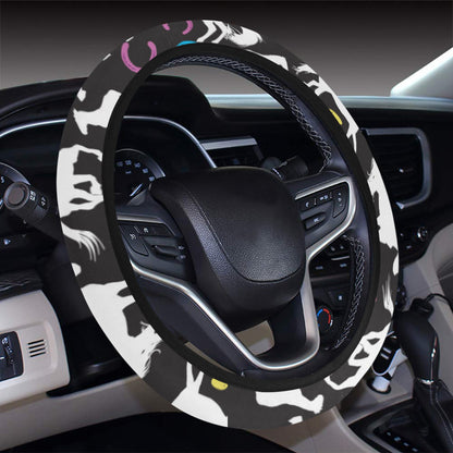 Horse Hoof Colorful Print Design LKS301 Steering Wheel Cover with Elastic Edge