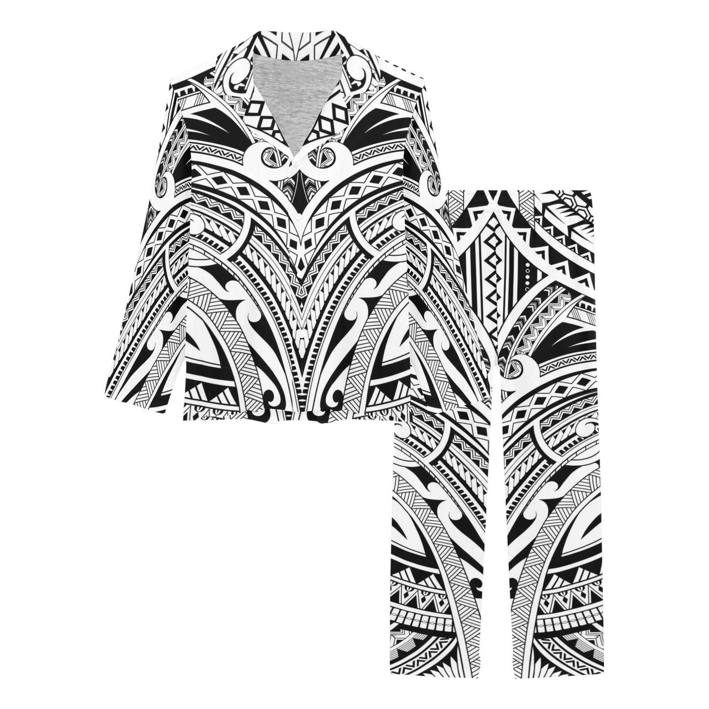 Maori Pattern Print Design 06 Women's Long Pajama Set