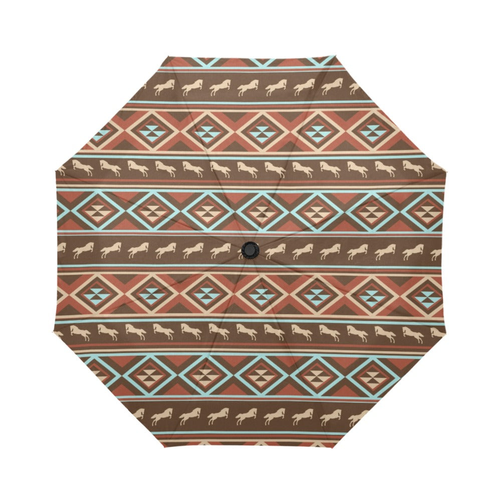 Western Horse Pattern Print LKS301 Anti-UV Automatic Umbrella