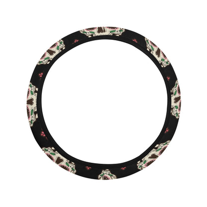 Sugar Skull Print Design LKS304 Steering Wheel Cover with Elastic Edge