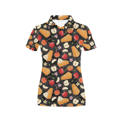 Apple Pie Pattern Print Design 01 Women's Polo Shirt