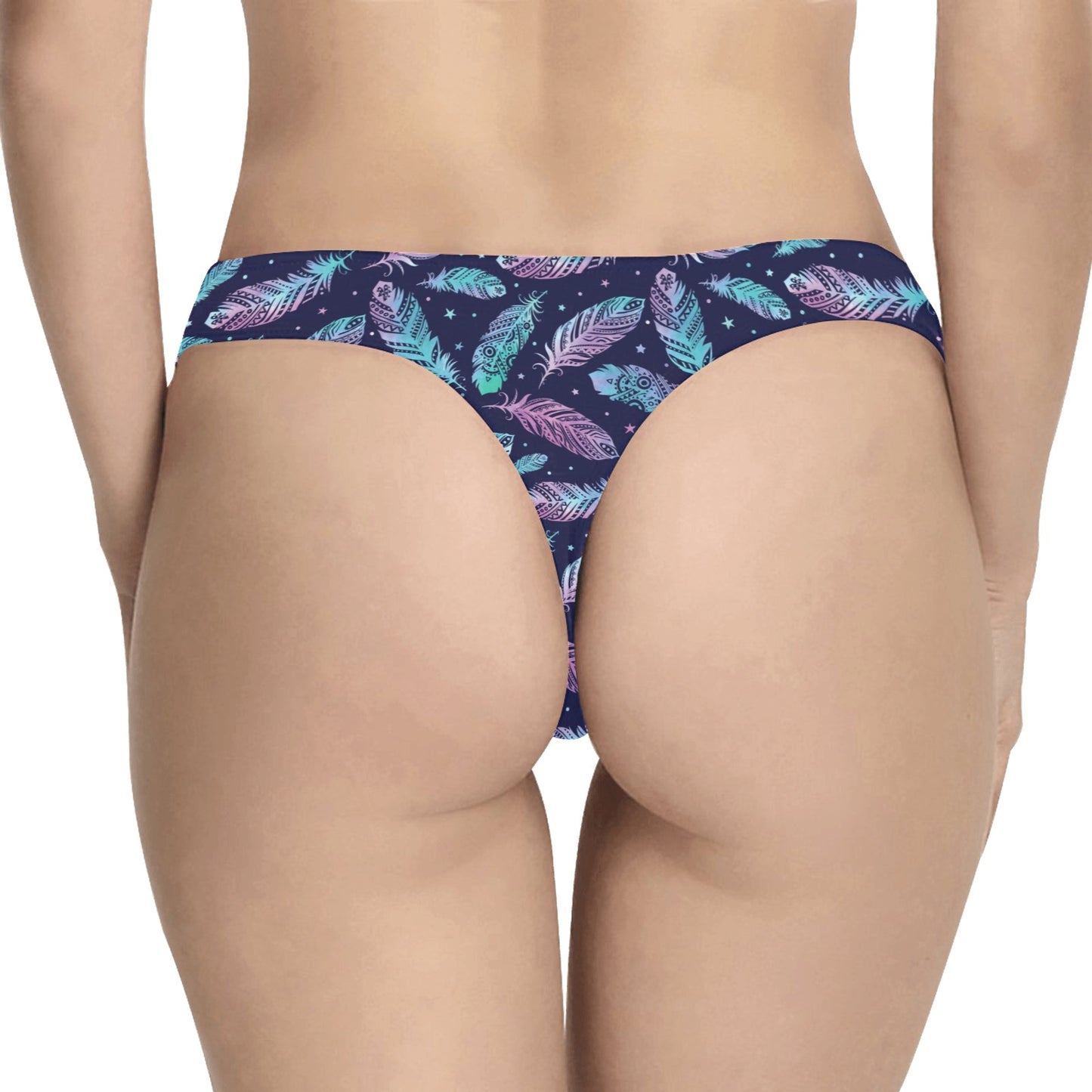 Feather Aztec Design Print Women's Thongs