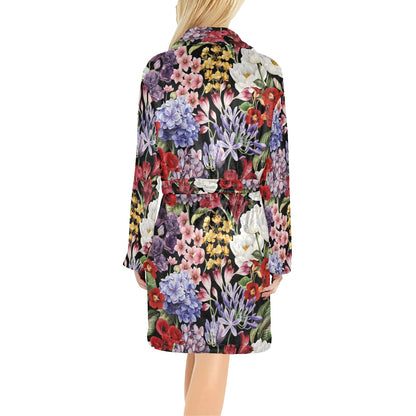 Summer Floral Pattern Print Design SF04 Women's Fleece Robe