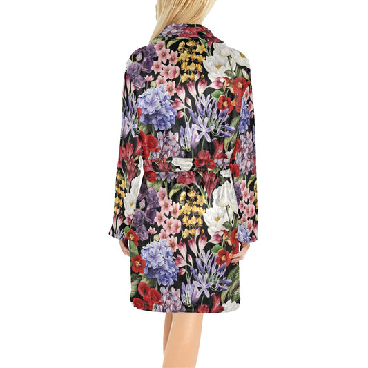 Summer Floral Pattern Print Design SF04 Women's Fleece Robe
