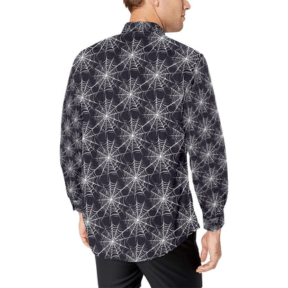 Spider Web Print Design LKS303 Men's Long Sleeve Dress Shirt