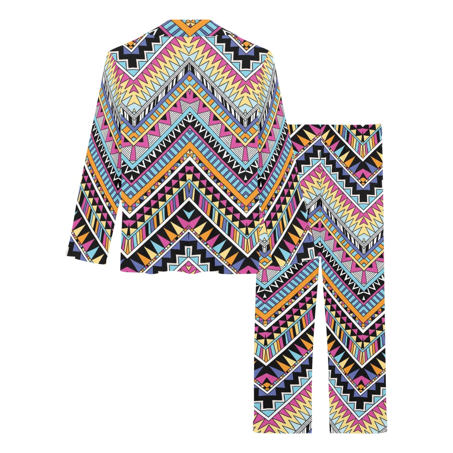 Multicolor zigzag Tribal Aztec Women's Long Pajama Set