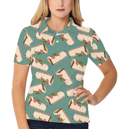 Cheesecake Pattern Print Design CK02 Women's Polo Shirt