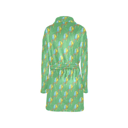 Budgerigar Pattern Print Design 01 Women's Fleece Robe