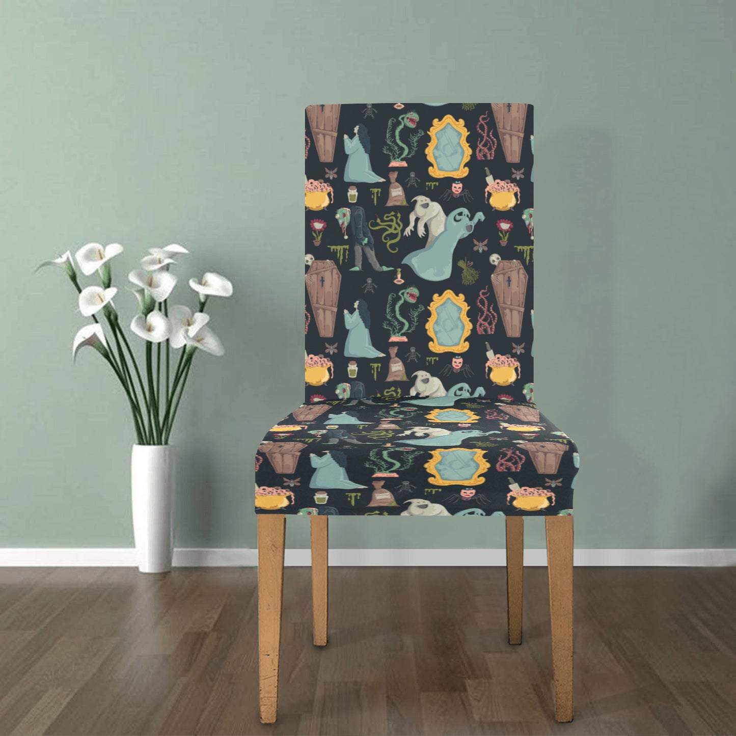 Creepy Print Design LKS303 Dining Chair Slipcover