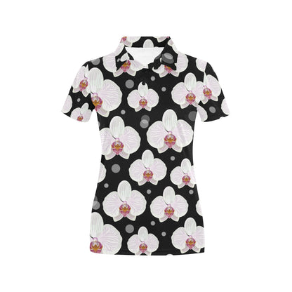 Orchid White Pattern Print Design OR09 Women's Polo Shirt