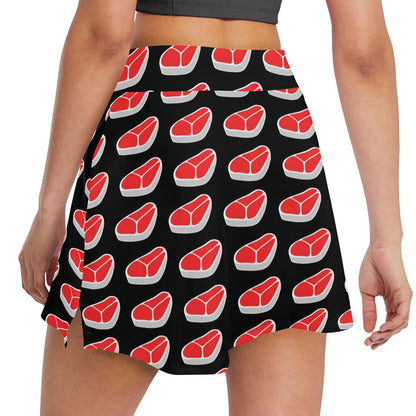 Steak Print Design LKS303 17" Golf & Pickleball Skort with Pockets