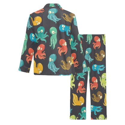 Octopus Pattern Print Design A01 Men's Long Pajama Set