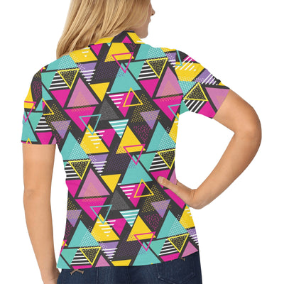 Geometric Colorful Pattern Print Design 02 Women's Polo Shirt