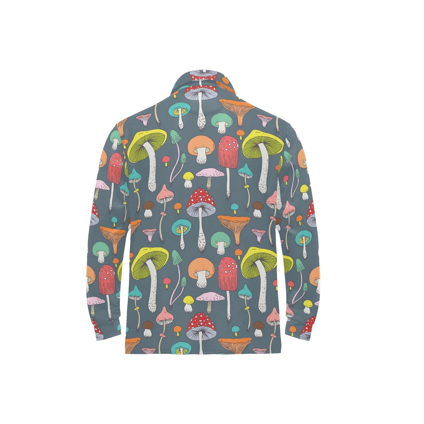 Mushroom Pattern Print Design A03 Long Sleeve Polo Shirt For Men's