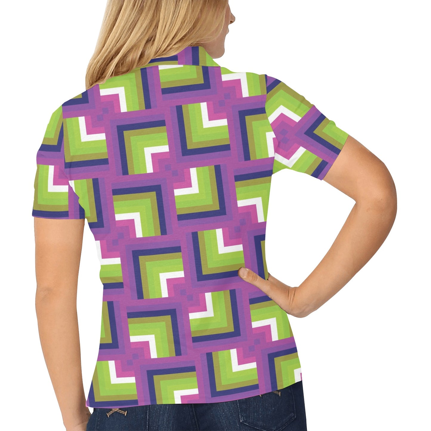 Optical illusion Pattern Print Design A05 Women's Polo Shirt
