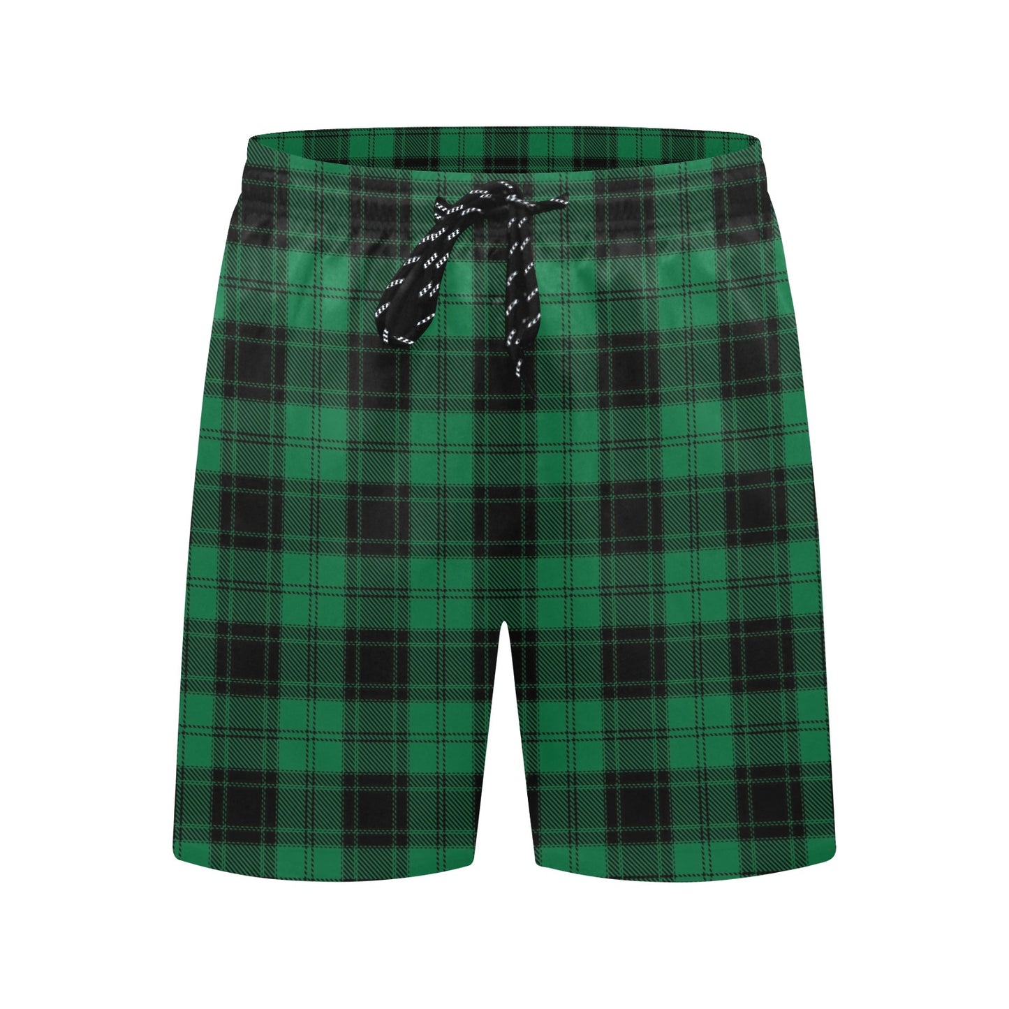 Tartan Green Print Design LKS302 Men's Swim Trunks Beach Shorts