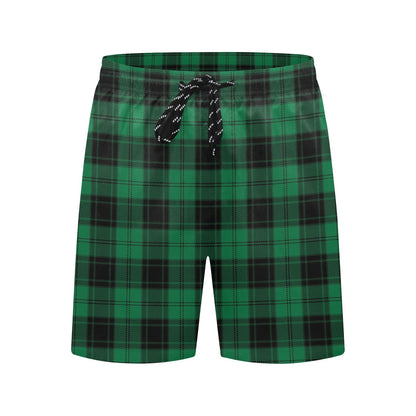Tartan Green Print Design LKS302 Men's Swim Trunks Beach Shorts